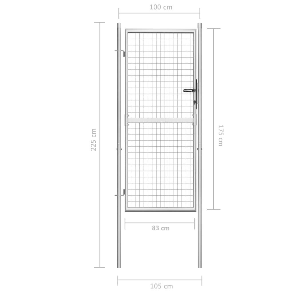 vidaXL aiavärav, tsingitud teras, 105 x 225 cm, hõbedane цена и информация | Aiad ja tarvikud | kaup24.ee