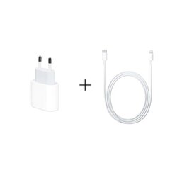 18W USB-C Kiirlaadija Adapter + 12W USB-C to LIGHTNING Juhe 1m цена и информация | Зарядные устройства для телефонов | kaup24.ee