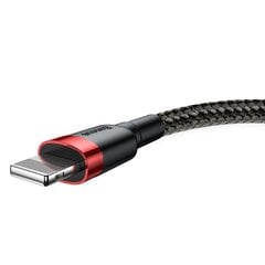 Baseus CALKLF-A19 USB Lightning kaabel 2,4A / 0,5m punane+must hind ja info | Mobiiltelefonide kaablid | kaup24.ee