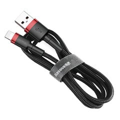 Baseus CALKLF-A19 USB Lightning kaabel 2,4A / 0,5m punane+must hind ja info | Mobiiltelefonide kaablid | kaup24.ee