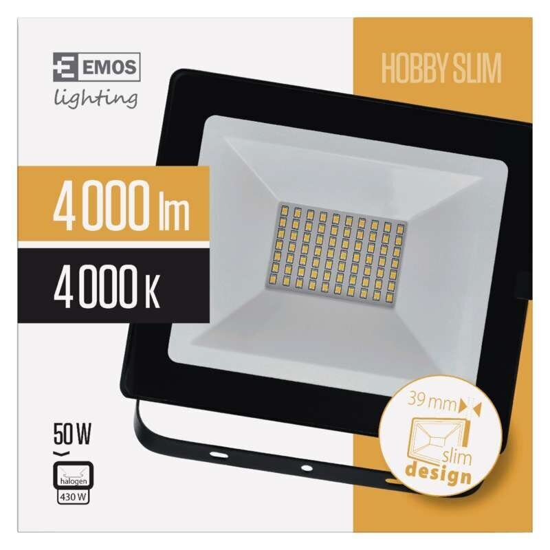 LED-prožektor EMOS HOBBY SLIM 50W цена и информация | Taskulambid, prožektorid | kaup24.ee