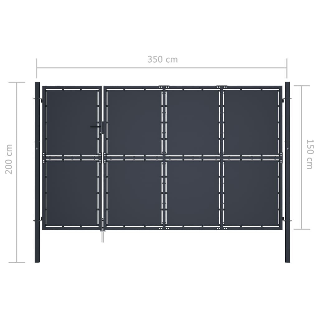 Aiavärav vidaXL, teras, 350 x 150 cm, antratsiithall цена и информация | Aiad ja tarvikud | kaup24.ee