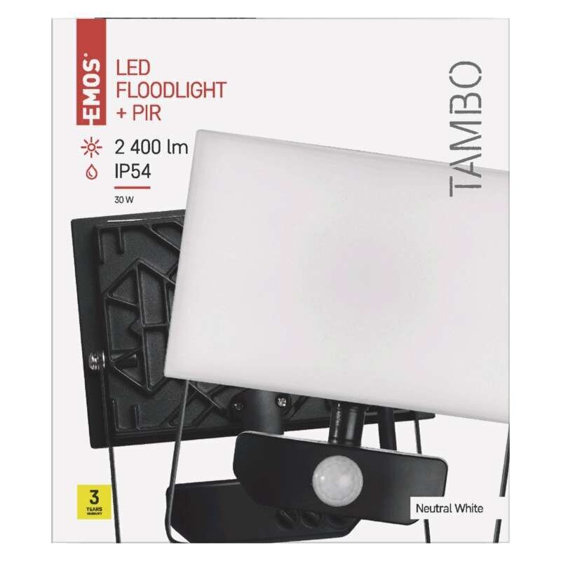 LED-prožektor TAMBO 30W (260W) 2400 lm NW, liikumisanduriga hind ja info | Taskulambid, prožektorid | kaup24.ee