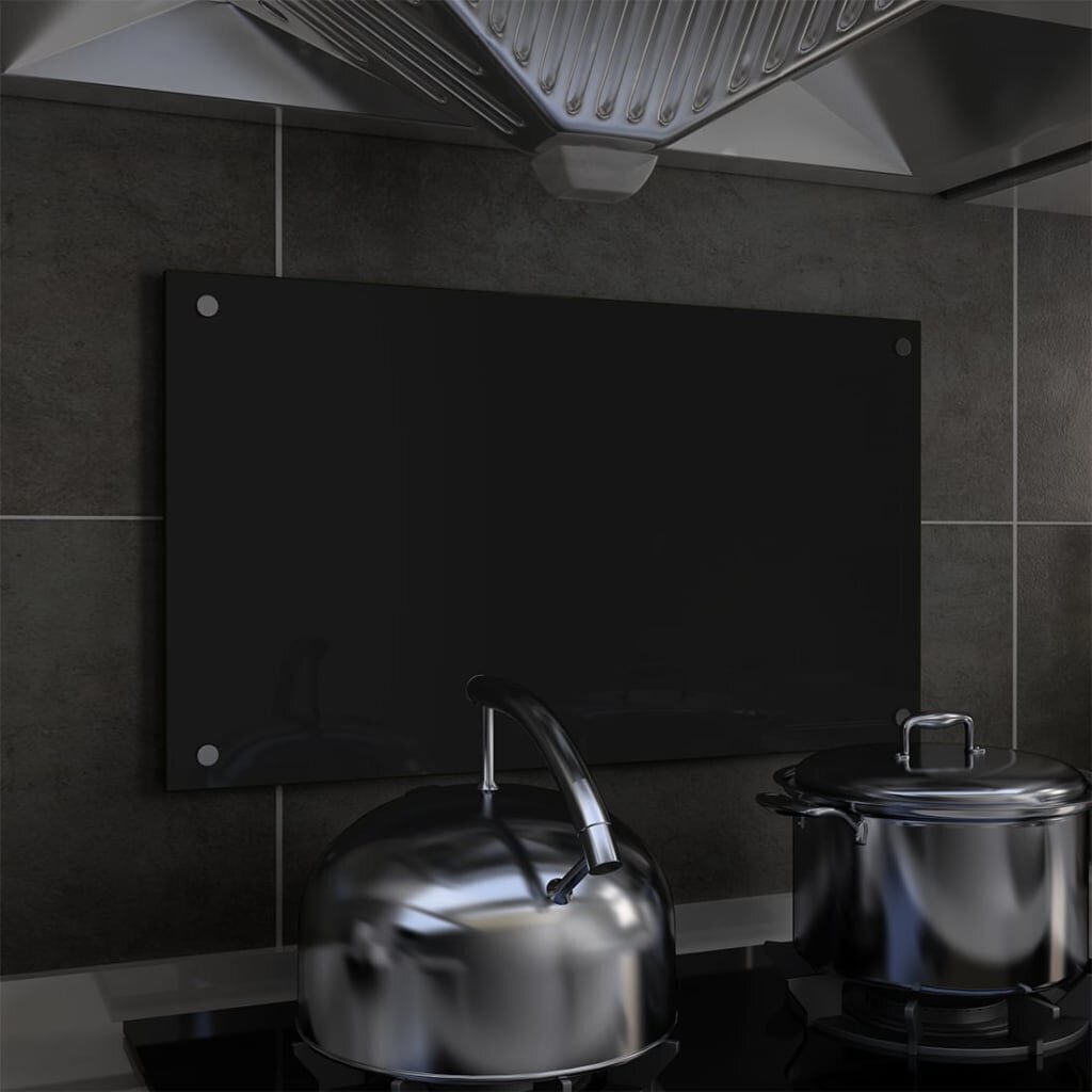 Köögi pritsmekaitse vidaXL, must, 70 x 40 cm, karastatud klaas цена и информация | Köögimööbli tarvikud | kaup24.ee