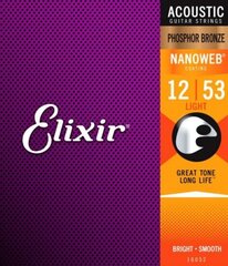 Струны для акустической гитары Elixir 16052 0.012-0.053 Phosphor Bronze Nanoweb цена и информация | Принадлежности для музыкальных инструментов | kaup24.ee