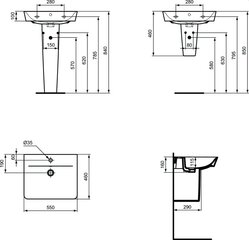 Valamu Ideal Standard Connect Air Cube, 55x46 cm, E794401 hind ja info | Kraanikausid, valamud | kaup24.ee