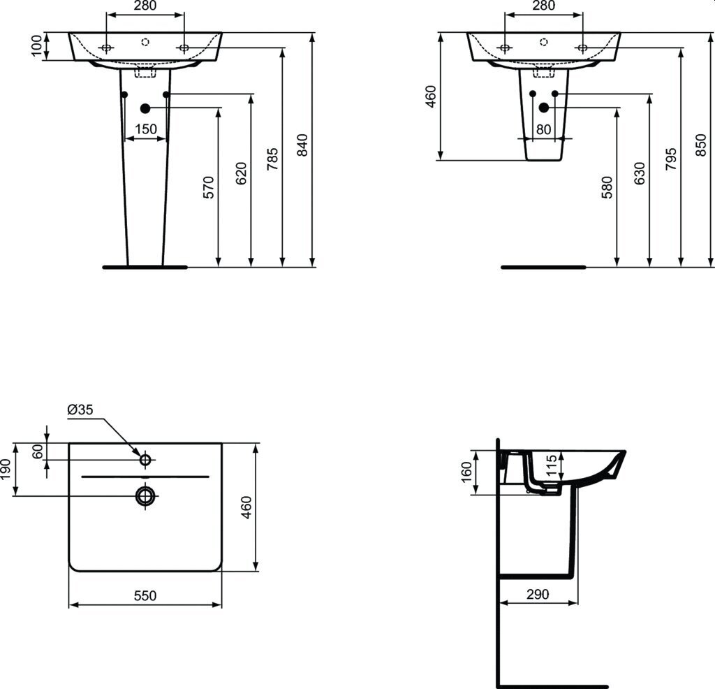 Valamu Ideal Standard Connect Air Cube, 55x46 cm, E794401 hind ja info | Kraanikausid, valamud | kaup24.ee