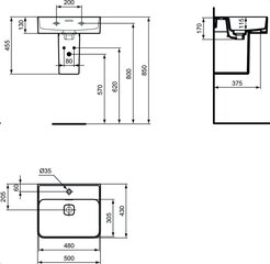 Valamu Ideal Standard STRADA II, 50x43 cm, T292801 hind ja info | Kraanikausid, valamud | kaup24.ee