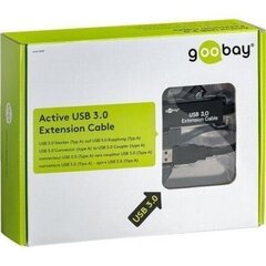 Aktiivne USB 3.0 pikenduskaabel Goobay 95727 5m., Must hind ja info | Kaablid ja juhtmed | kaup24.ee