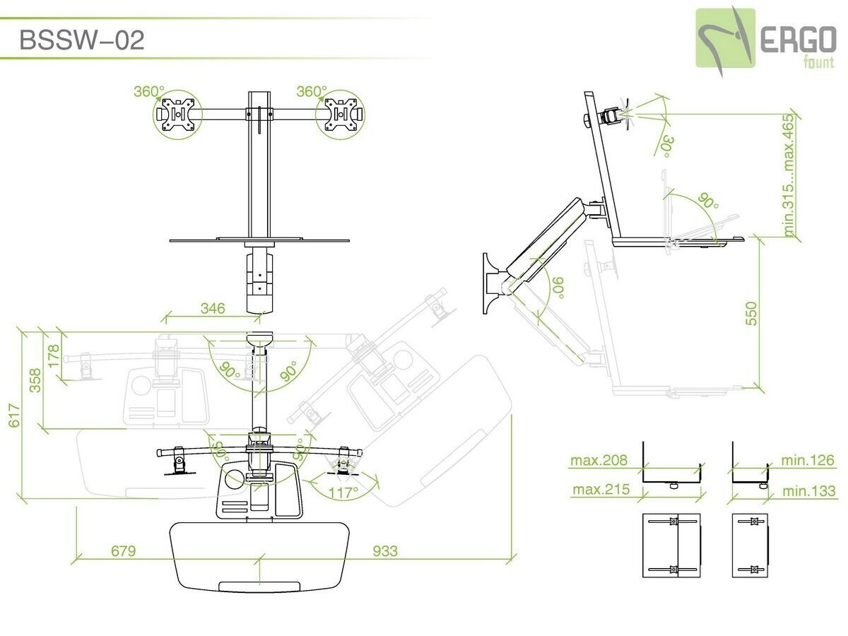 Ergofount BSSW-02, 13-27" hind ja info | Monitori hoidjad | kaup24.ee