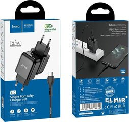 Универсальное зарядное устройство Hoco N2 USB / 5V / 2.4A + USB-C провод, 1 м черное цена и информация | Зарядные устройства для телефонов | kaup24.ee