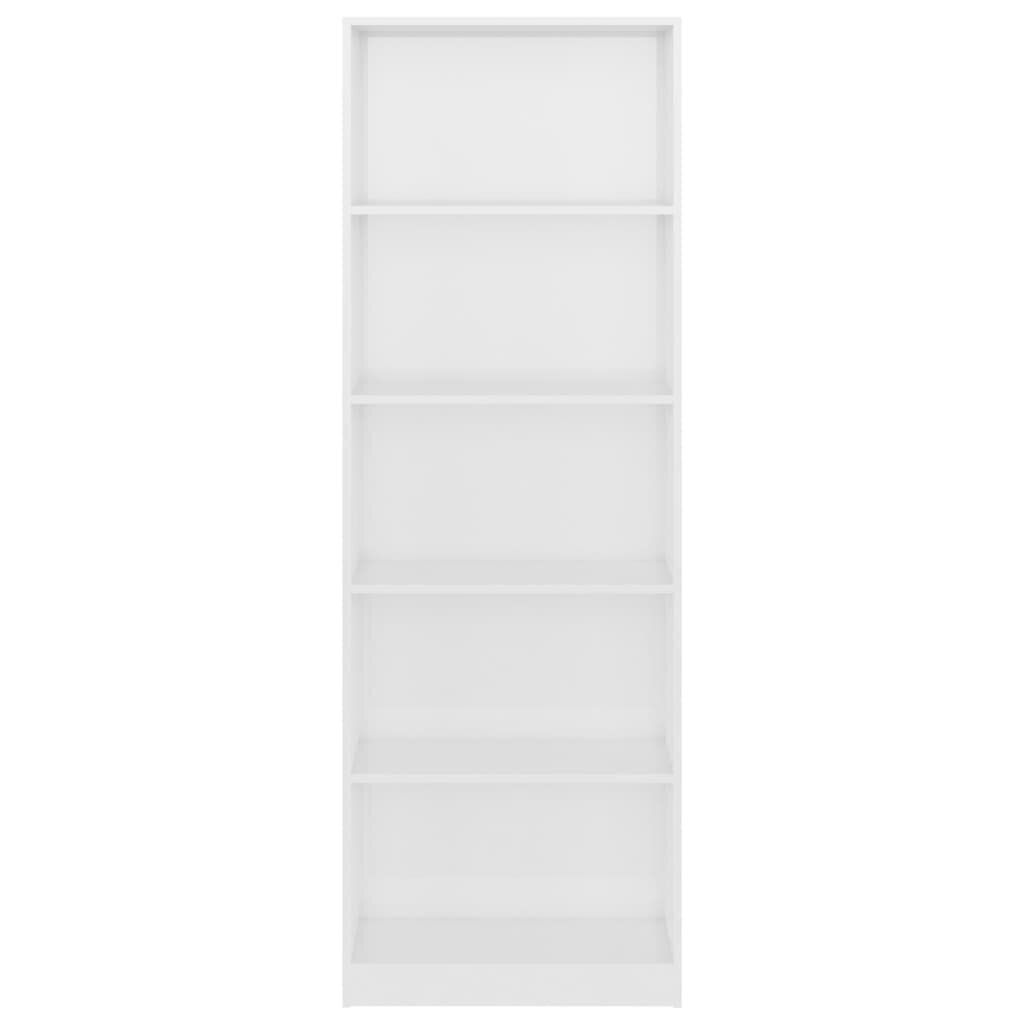 vidaXL 5-korruseline raamaturiiul valge 60x24x175 cm, puitlaastplaat цена и информация | Riiulid | kaup24.ee