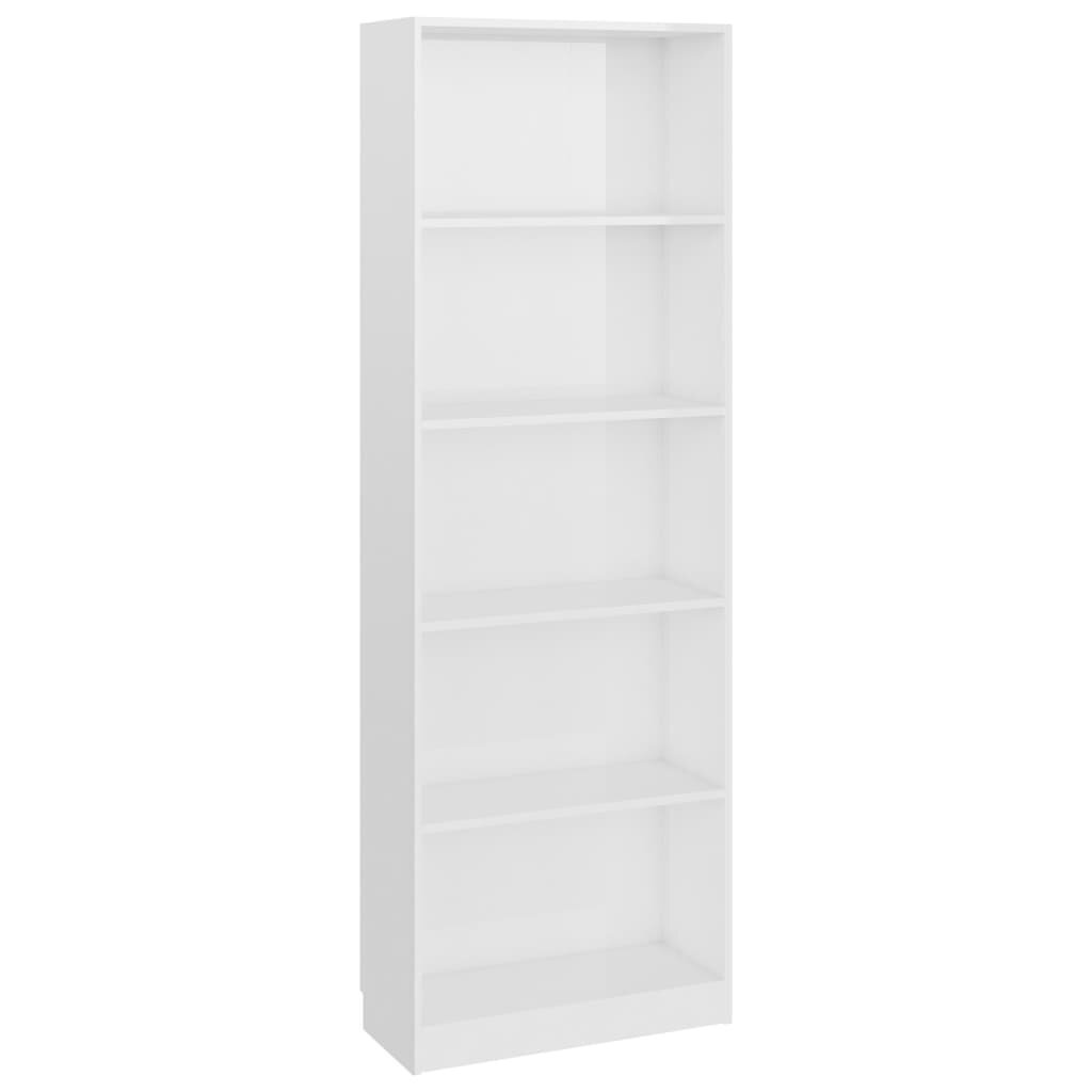 vidaXL 5-korruseline raamaturiiul valge 60x24x175 cm, puitlaastplaat hind ja info | Riiulid | kaup24.ee