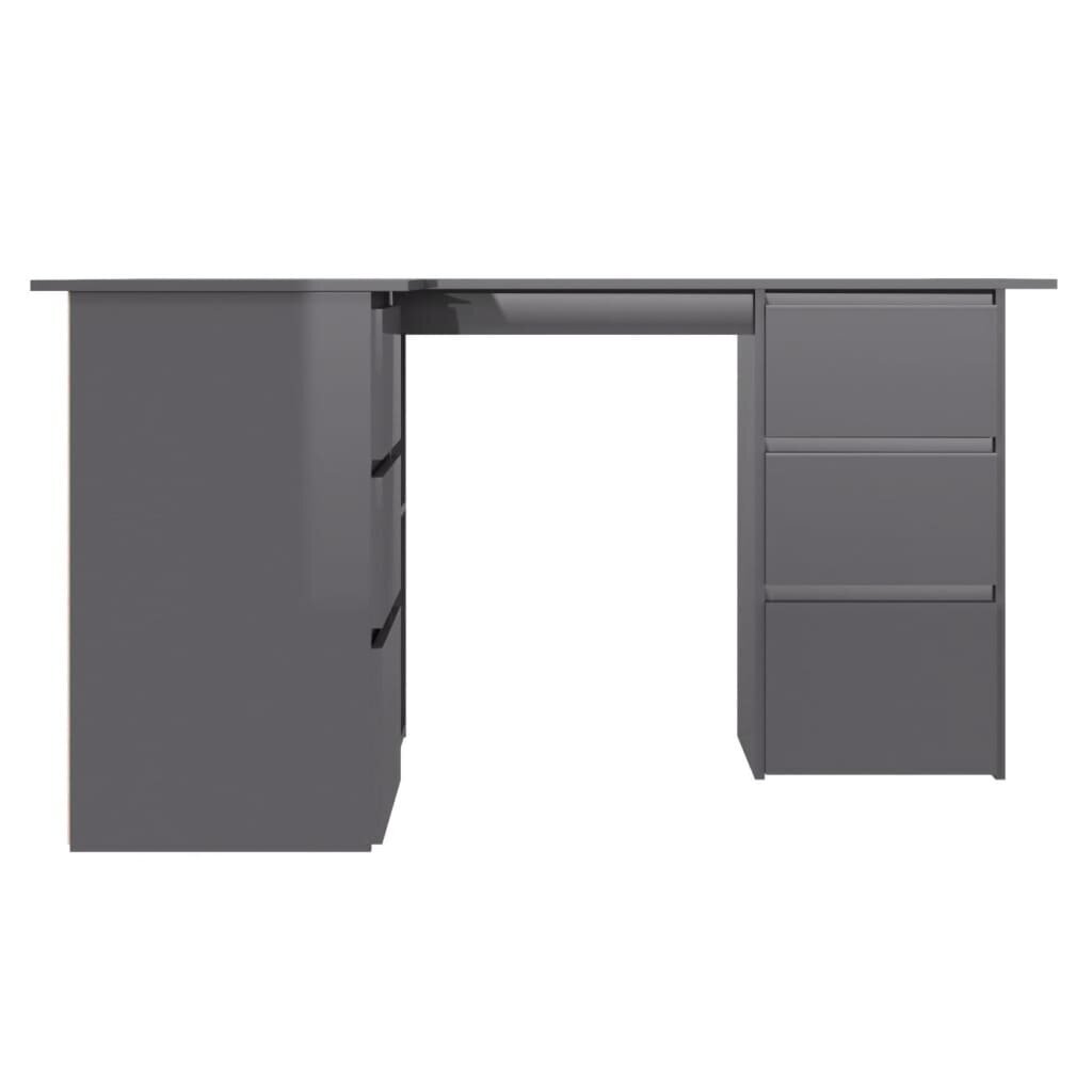 vidaXL kirjutuslaud kõrgläikega hall 145 x 100 x 76 cm puitlaastplaat hind ja info | Arvutilauad, kirjutuslauad | kaup24.ee