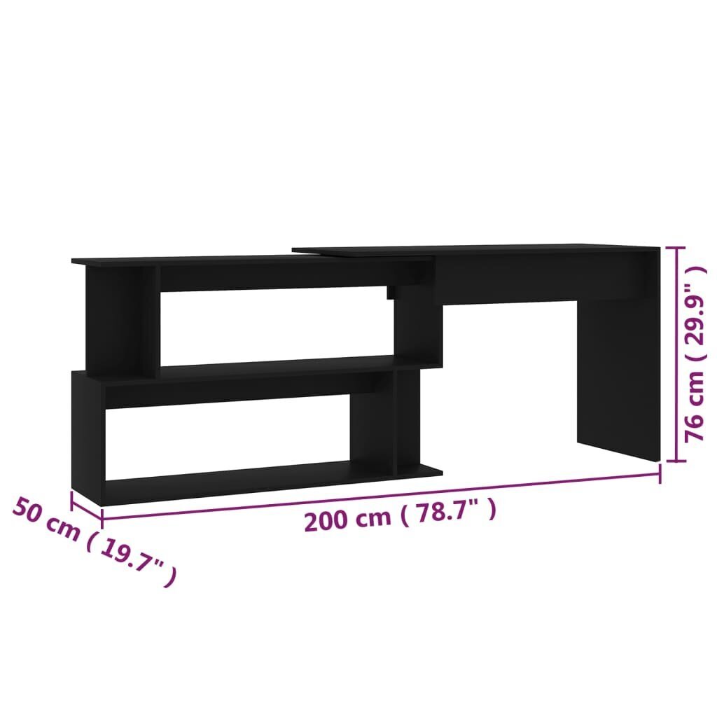vidaXL kirjutuslaud, must, 200 x 50 x 76 cm puitlaastplaat hind ja info | Arvutilauad, kirjutuslauad | kaup24.ee