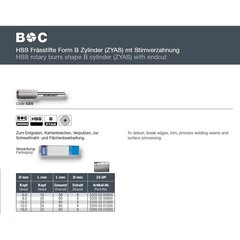 HSS frees silindriline B (ZYAS) Bohrcraft (Ø 10 mm) цена и информация | Фрезы | kaup24.ee