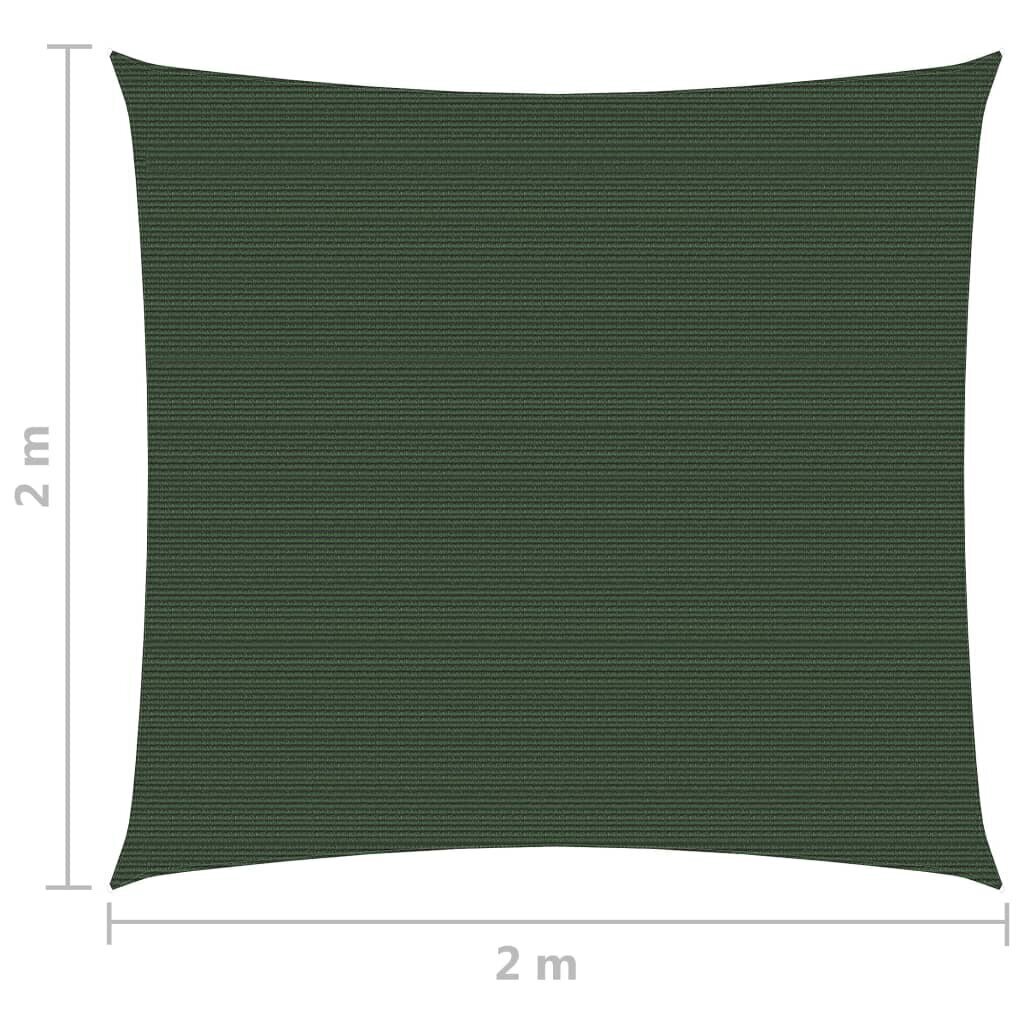 Päikesesirm, tumeroheline, 2x2m, Hdpe, 160g / m² hind ja info | Päikesevarjud, markiisid ja alused | kaup24.ee