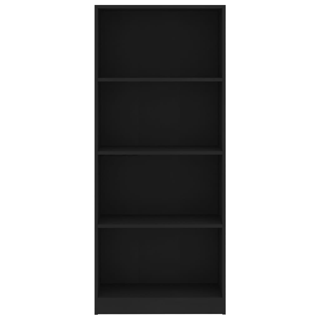 vidaXL 4-korruseline raamaturiiul must 60x24x142 cm puitlaastplaat hind ja info | Riiulid | kaup24.ee
