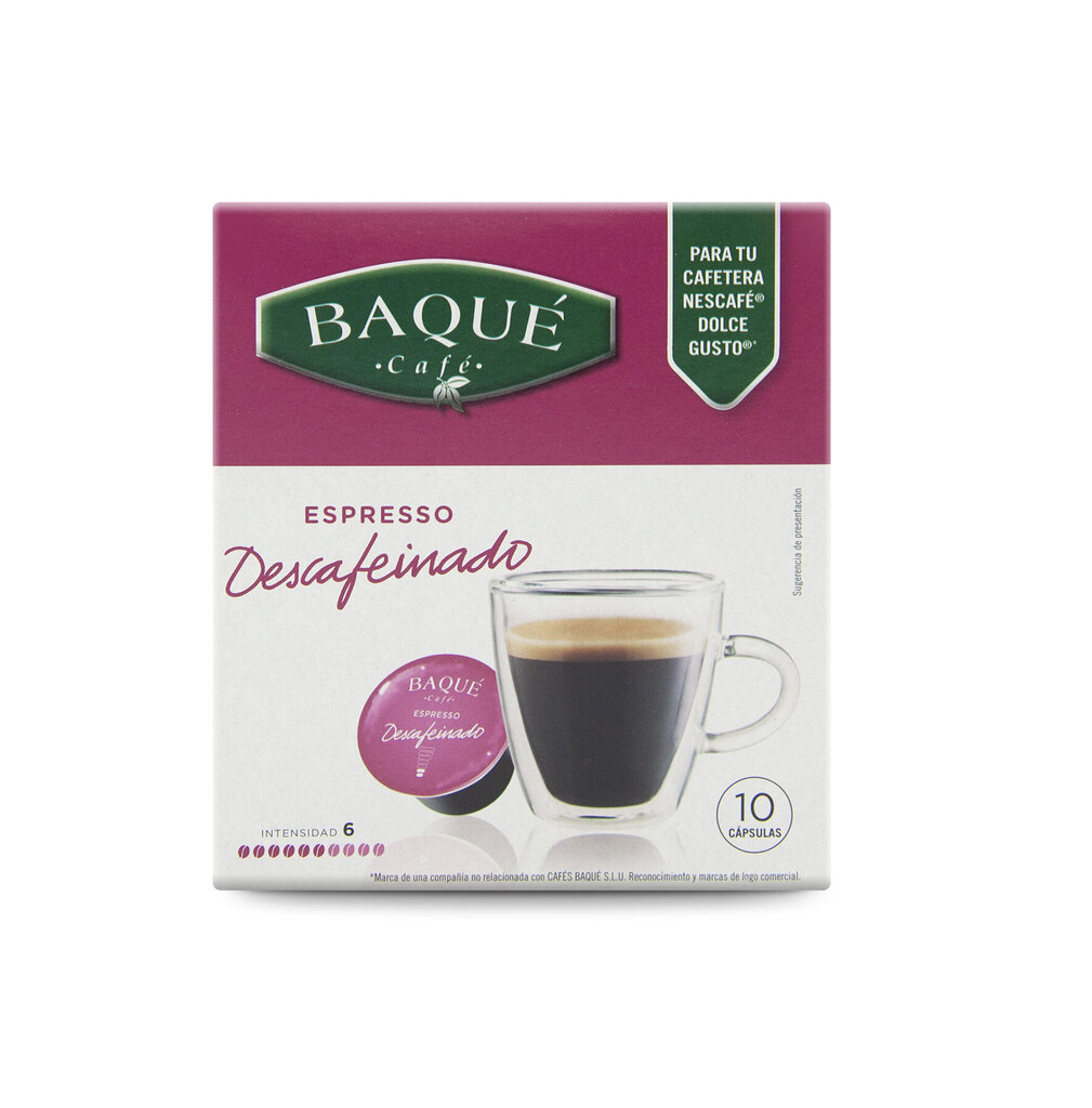 Cafe Baque Decaffeinated espresso Dolce gusto®*-ga ühilduvad komposteeritavad kohvikapslid, 10 kapslit hind ja info | Kohv, kakao | kaup24.ee