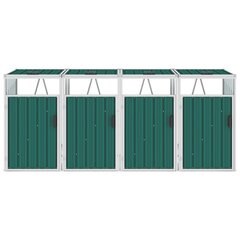 vidaXL nelja prügikasti kuur, roheline, 286 x 81 x 121 cm teras цена и информация | Уличные контейнеры, контейнеры для компоста | kaup24.ee