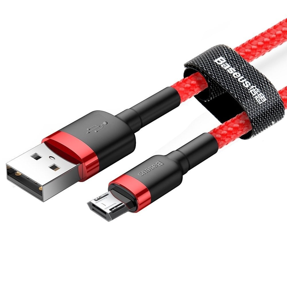 Kaabel Baseus USB Durable Nylon Braided Wire Usb / Micro Usb Qc3.0 2.4A 1M, punane CAMKLF-B09 hind ja info | Mobiiltelefonide kaablid | kaup24.ee