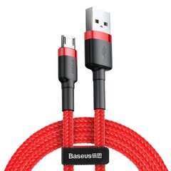 Kaabel Baseus USB Durable Nylon Braided Wire Usb / Micro Usb Qc3.0 2.4A 1M, punane CAMKLF-B09 hind ja info | Mobiiltelefonide kaablid | kaup24.ee