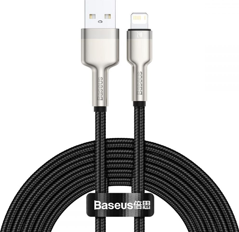 Baseus Cafule Series Kaabel USB Į IP 2.4A 2m, must CALJK-B01 цена и информация | Mobiiltelefonide kaablid | kaup24.ee