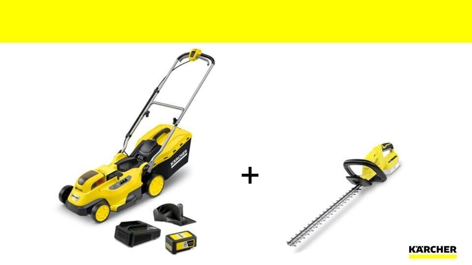 Karcher muruniiduki ja hekilõikuri komplekt LMO 18-36 Battery Set + HGE 18-45 Battery цена и информация | Muruniidukid | kaup24.ee