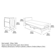Дополнительная кровать Crown Premier 76x190 cm цена и информация | Кровати | kaup24.ee