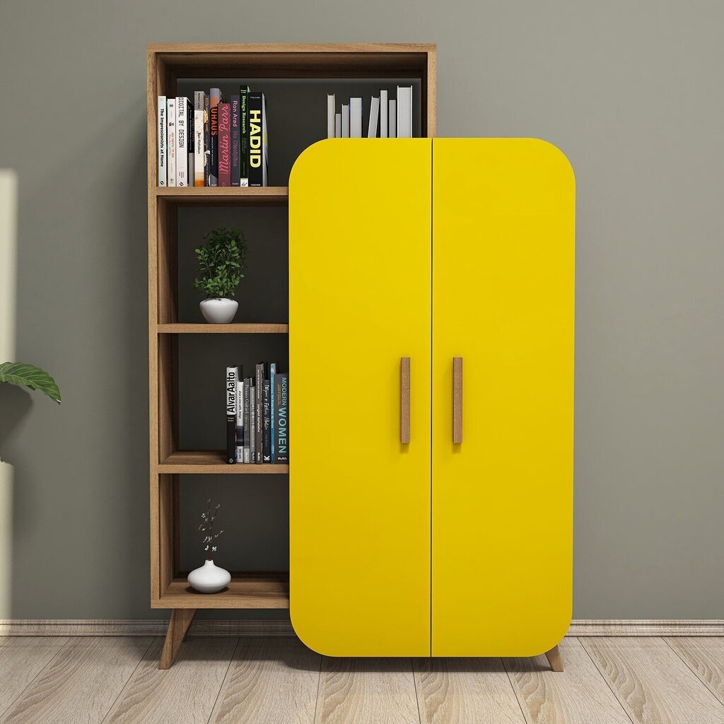 Eraldiseisev riiul Kalune Design 845, 132 cm, pruun/kollane hind ja info | Riiulid | kaup24.ee