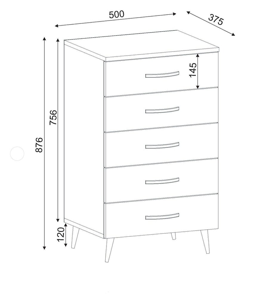 Kummut Kalune Design 756, 50 cm, valge hind ja info | Kummutid | kaup24.ee