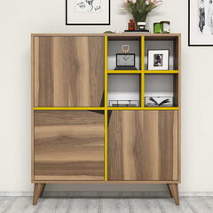 Kummut Kalune Design 845, 115 cm, pruun/kollane цена и информация | Комоды | kaup24.ee