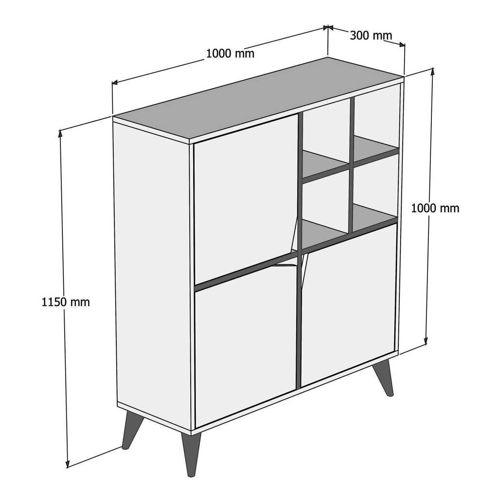 Kummut Kalune Design 845, 115 cm, valge/kollane цена и информация | Kummutid | kaup24.ee