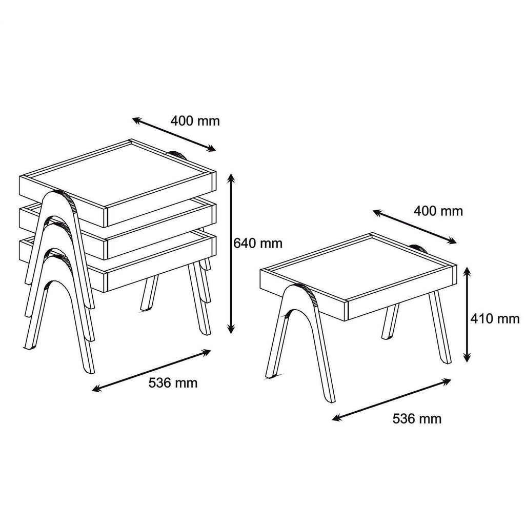 3-osaline kohvilaua komplekt Kalune Design 845, pruun hind ja info | Diivanilauad | kaup24.ee