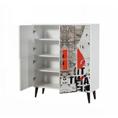 Шкаф Kalune Design 869, 111 см, белый/красный цена и информация | Шкафчики в гостиную | kaup24.ee