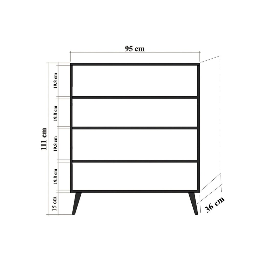 Kapp Kalune Design 869, 111 cm, valge/punane цена и информация | Elutoa väikesed kapid | kaup24.ee