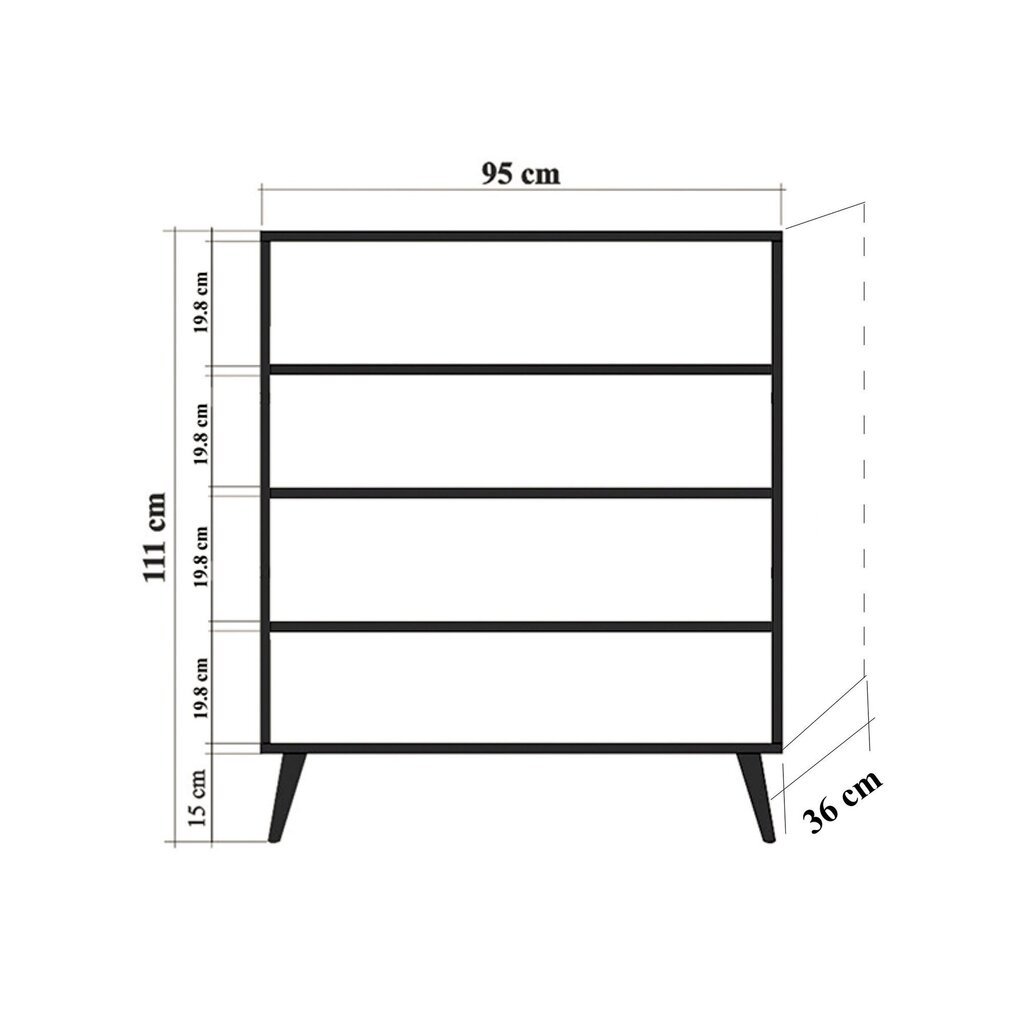 Kummut Kalune Design 863 (VII), 111 cm, tamme värv/tumesinine цена и информация | Elutoa väikesed kapid | kaup24.ee