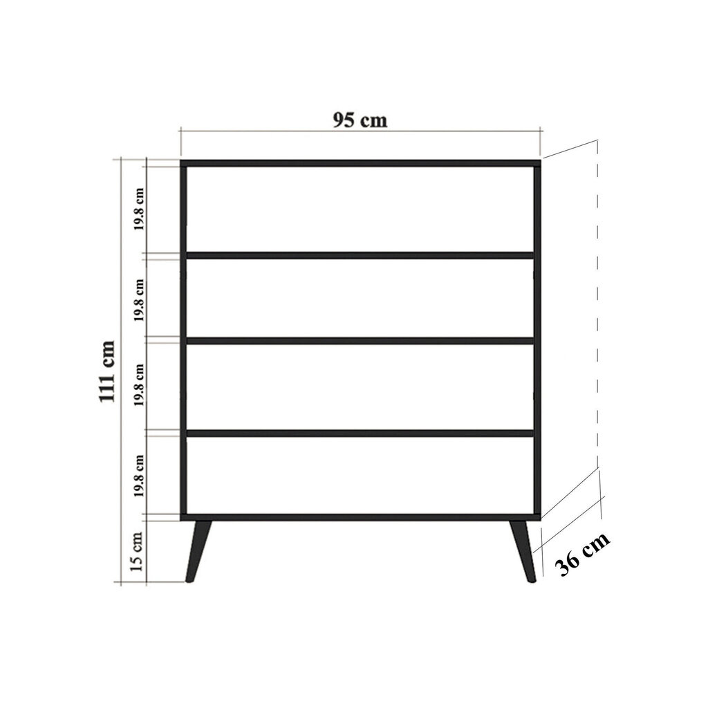 Kapp Kalune Design 863 (I), 111 cm, tamme värv/oranž цена и информация | Elutoa väikesed kapid | kaup24.ee