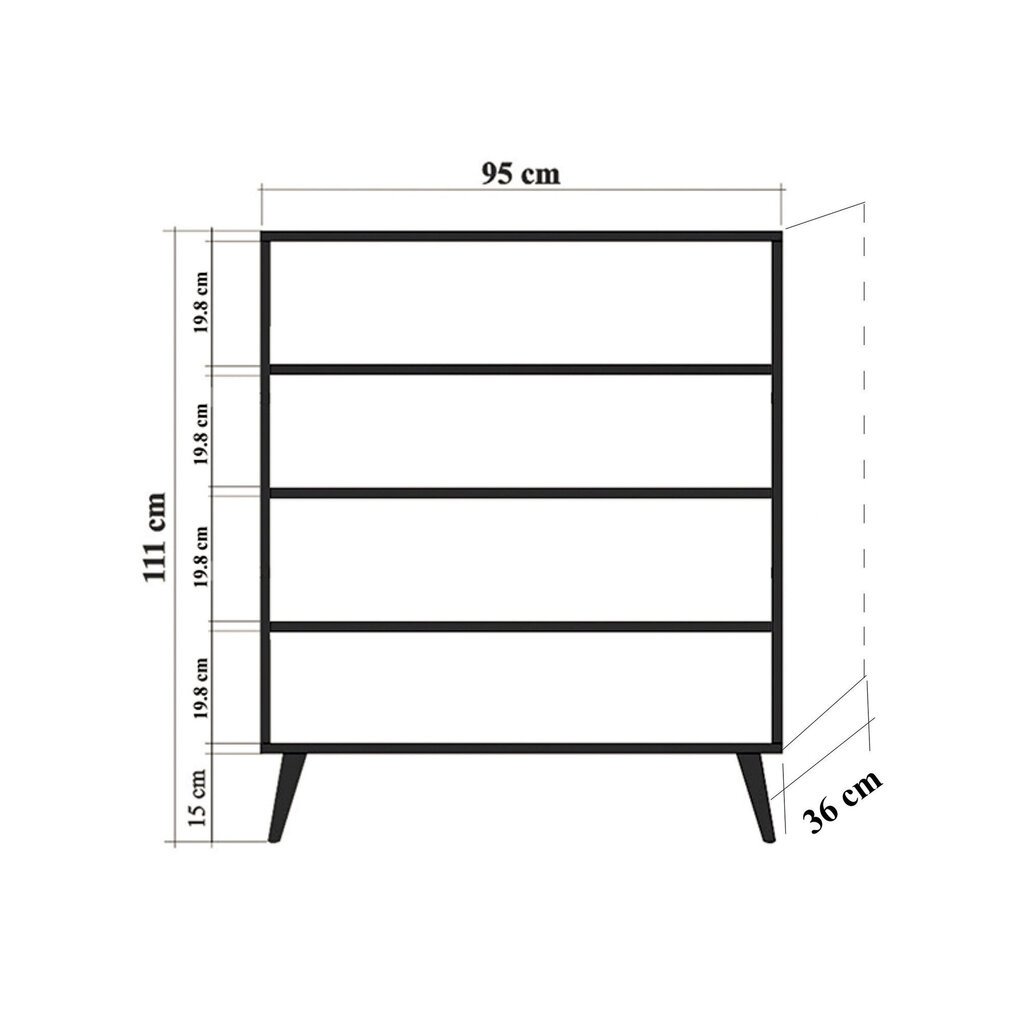 Kapp Kalune Design 863 (I), 111 cm, tamme värv/pruun цена и информация | Elutoa väikesed kapid | kaup24.ee