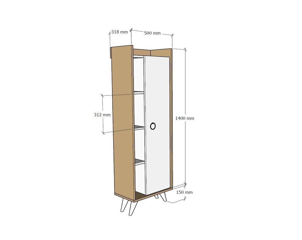 Kõrge vannitoakapp Kalune Design 835, helepruun/valge hind ja info | Vannitoakapid | kaup24.ee