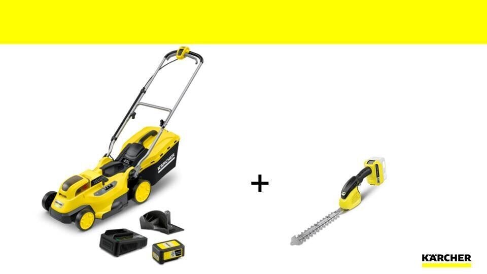 Karcher muruniiduki ja hekilõikuri komplekt LMO 18-36 Battery Set + GSH 18-20 Battery hind ja info | Muruniidukid | kaup24.ee