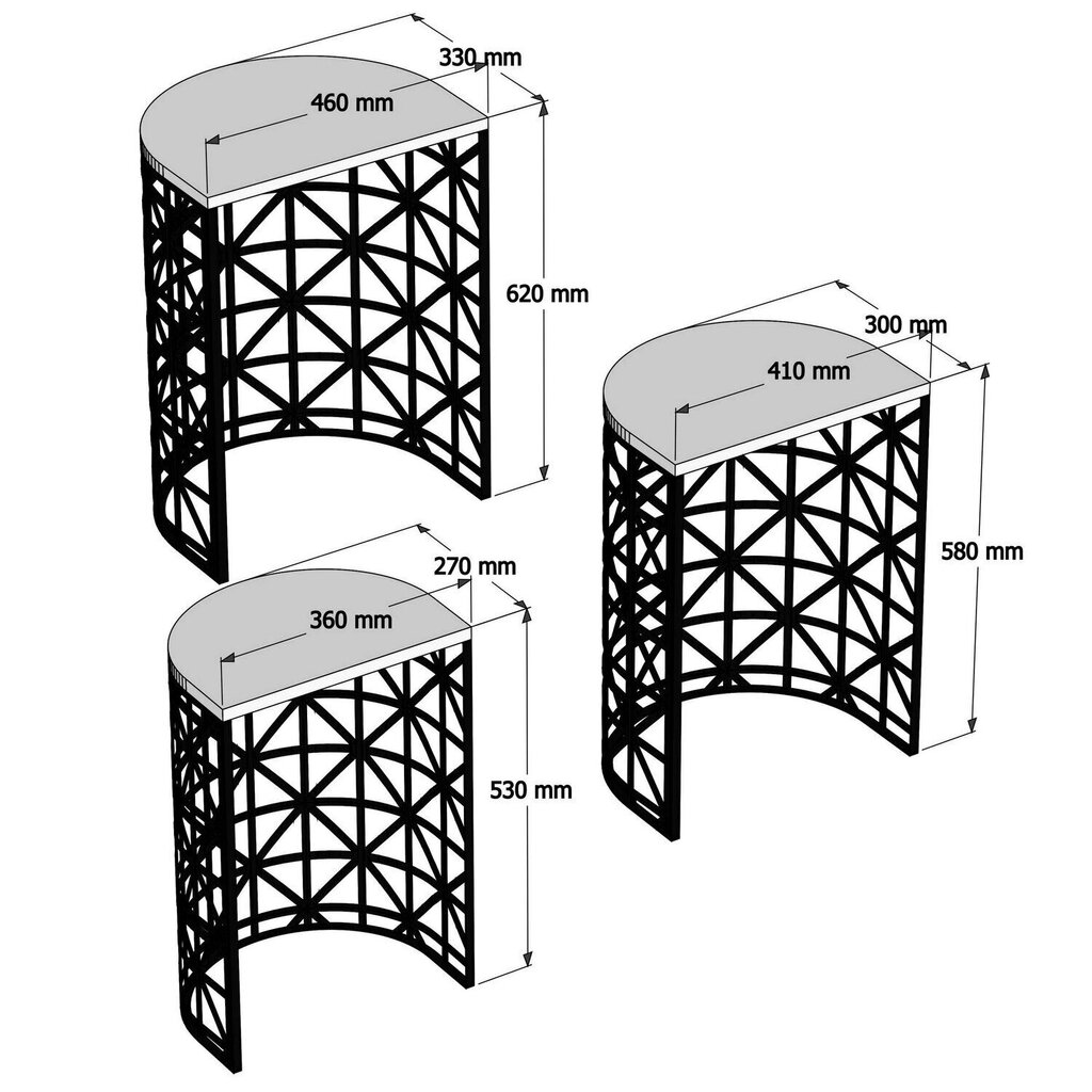 3-osaline kohvilaua komplekt Kalune Design 845(IV), mitmevärviline hind ja info | Diivanilauad | kaup24.ee