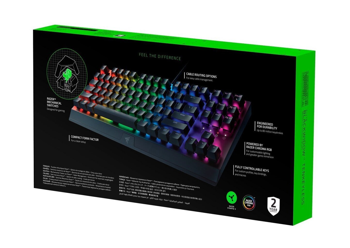 Razer BlackWidow V3 Tenkeyless Yellow Switch US hind ja info | Klaviatuurid | kaup24.ee