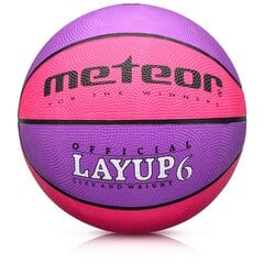 Баскетбольный мяч Meteor Layup, размер 6, розовый/фиолетовый цена и информация | Баскетбольные мячи | kaup24.ee