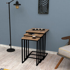 Комплект из 3-х журнальных столиков Kalune Design 835, коричневый/черный цена и информация | Журнальные столики | kaup24.ee