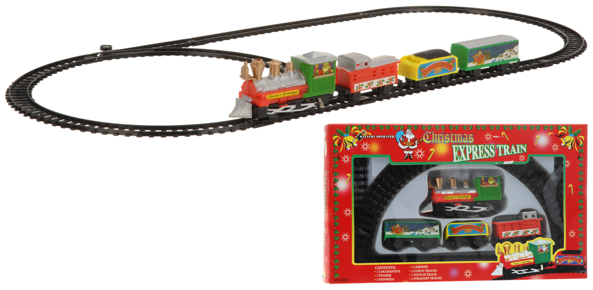Elektriline rongiga raudtee, 9-osaline hind ja info | Jõulukaunistused | kaup24.ee