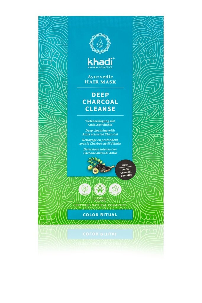 Ajurveeda juuksemask Khadi Deep Charcoal Cleanse, 50 g hind ja info | Maskid, õlid, seerumid | kaup24.ee