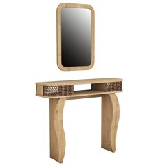 Комплект стола и зеркала Kalune Design 845, светло-коричневый цена и информация | Туалетные столики | kaup24.ee