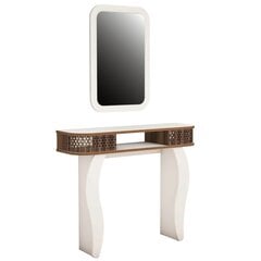 Комплект стола и зеркала Kalune Design 845, белый/коричневый цена и информация | Туалетные столики | kaup24.ee