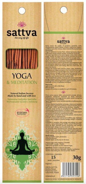 Viirukipulgad Sattva Ayurveda Yoga Meditation, 15 tk hind ja info | Kodulõhnastajad | kaup24.ee